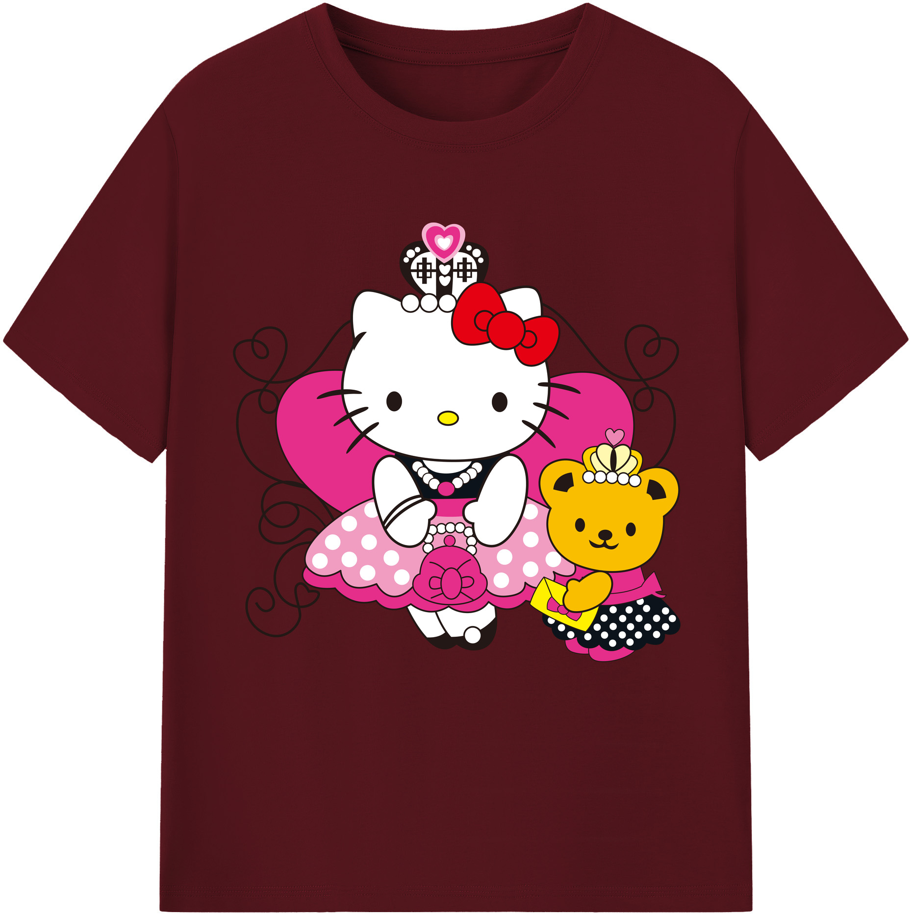 （画像用） Hello Kitty ハローキティ 綿100％半袖Tシャツ（フロントプリント）